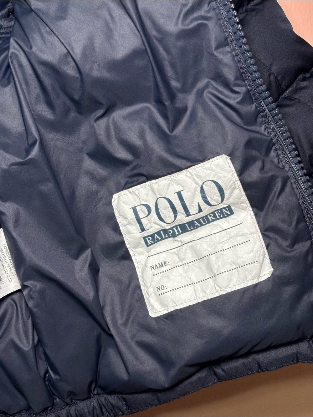 Ralph Lauren Navy Puffer Jacket with Yellow Accent - Picture 5 of 5